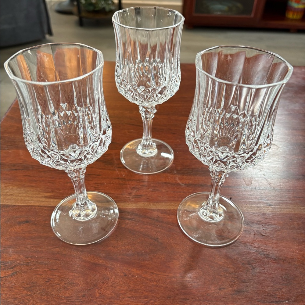 Cristal D’Arques Longchamp Wine Glasses 7.5 oz 7” High Set of Three
